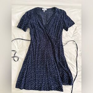 & Other Stories Navy Polka Dot Mini Dress